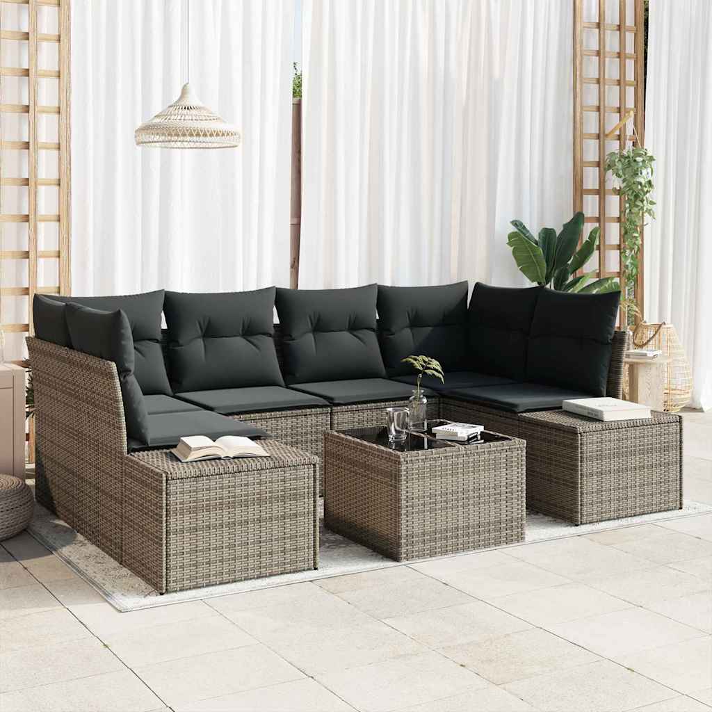 Havesofa Sæt 7 stk. Grå polyrattan