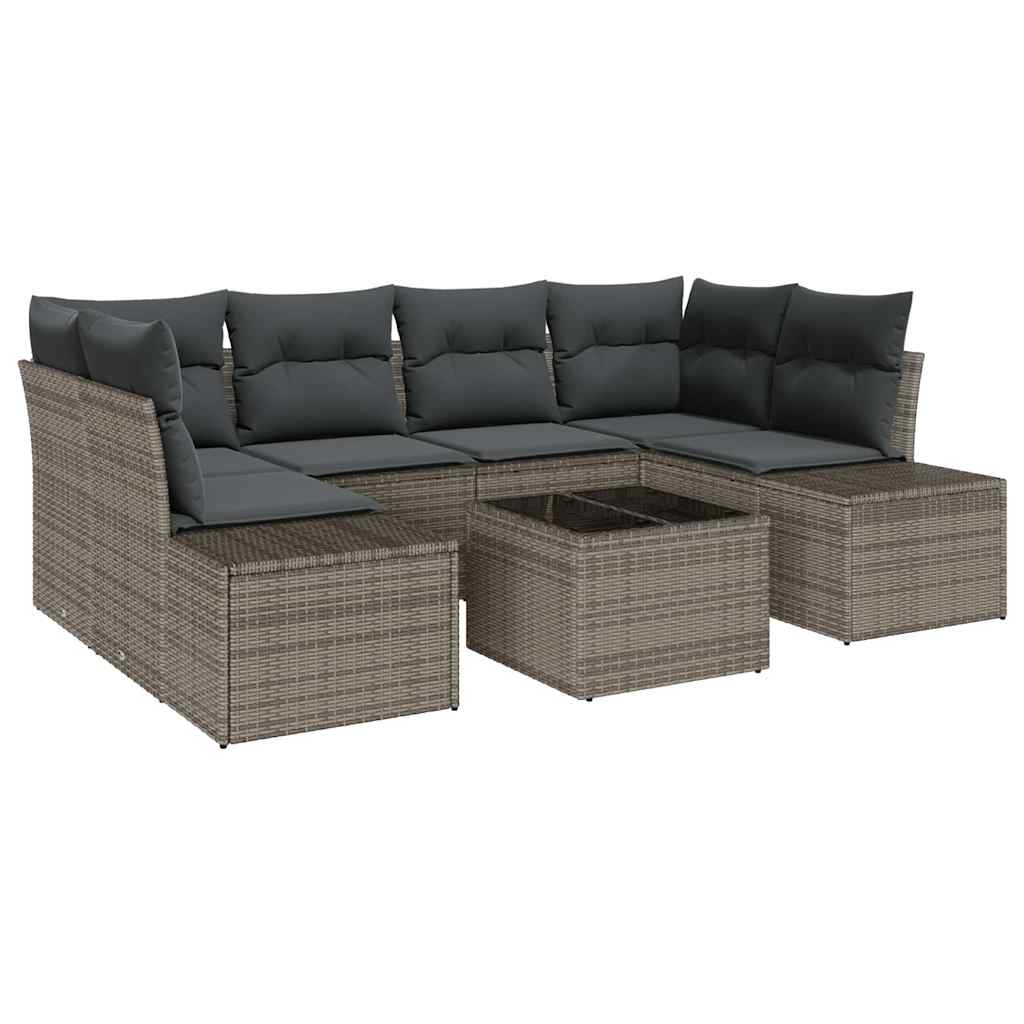 Havesofa Sæt 7 stk. Grå polyrattan