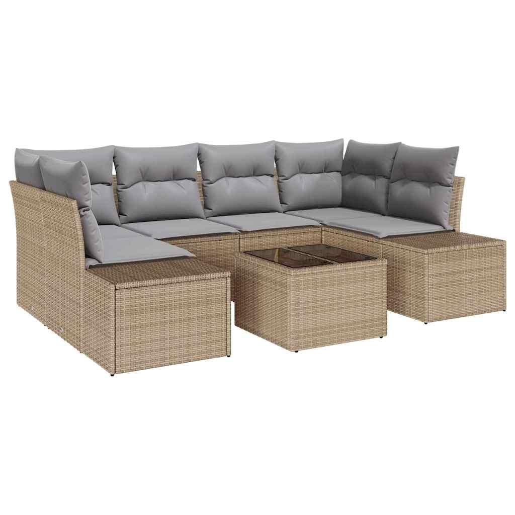 Havesofa Sæt 7 stk. Beige polyrattan
