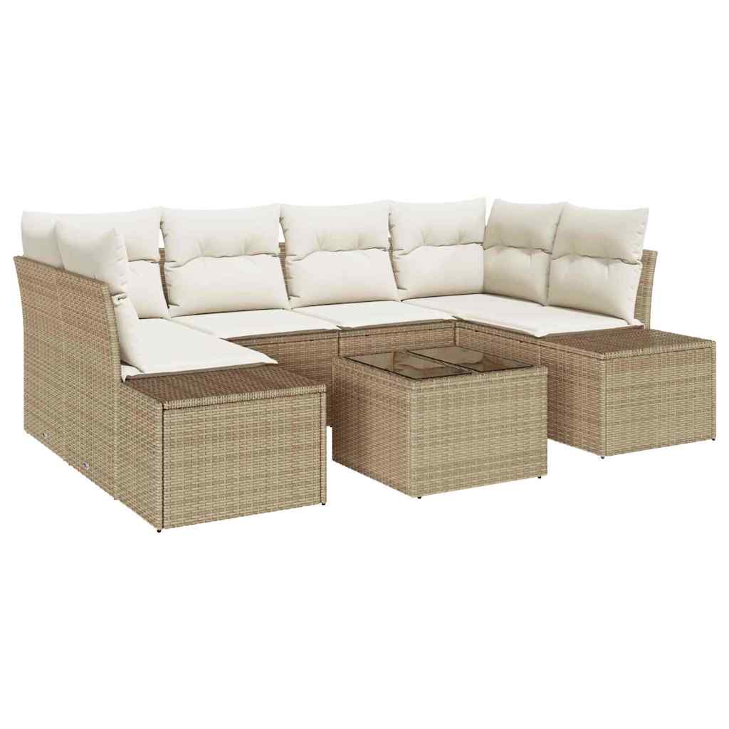 Havesofa Sæt 7 stk. Beige polyrattan