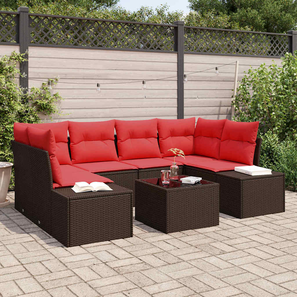 Havesofa Sæt 7 stk. Brun polyrattan