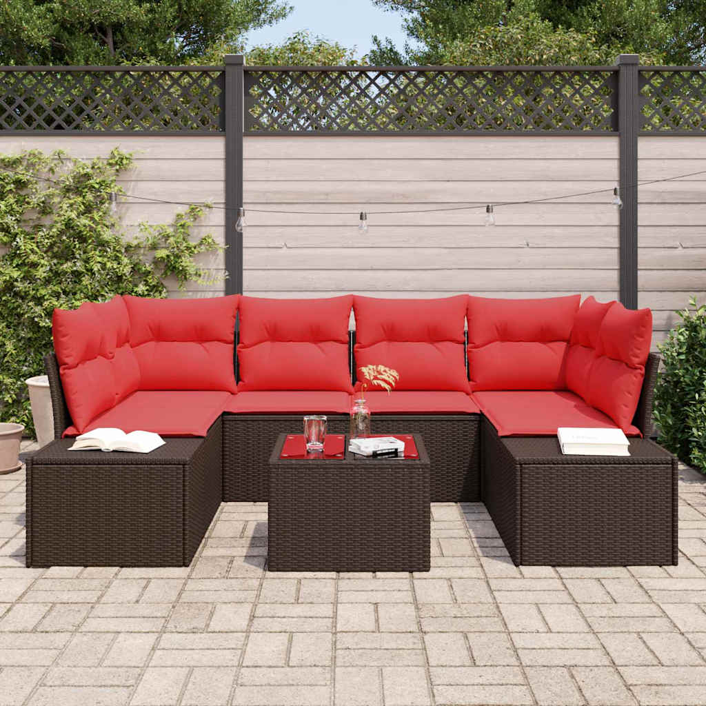 Havesofa Sæt 7 stk. Brun polyrattan