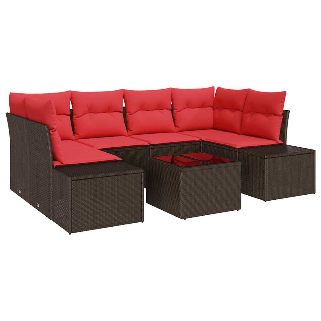 Havesofa Sæt 7 stk. Brun polyrattan