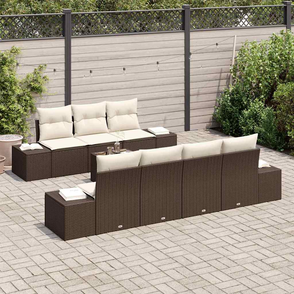 Havesofa Sæt 8 stk. Brun polyrattan