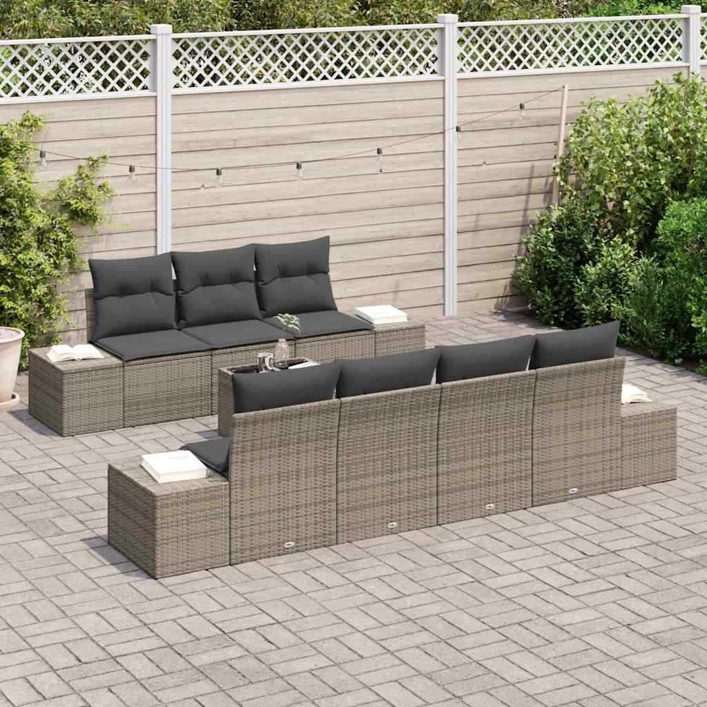 Havesofa Sæt 8 stk. Grå polyrattan