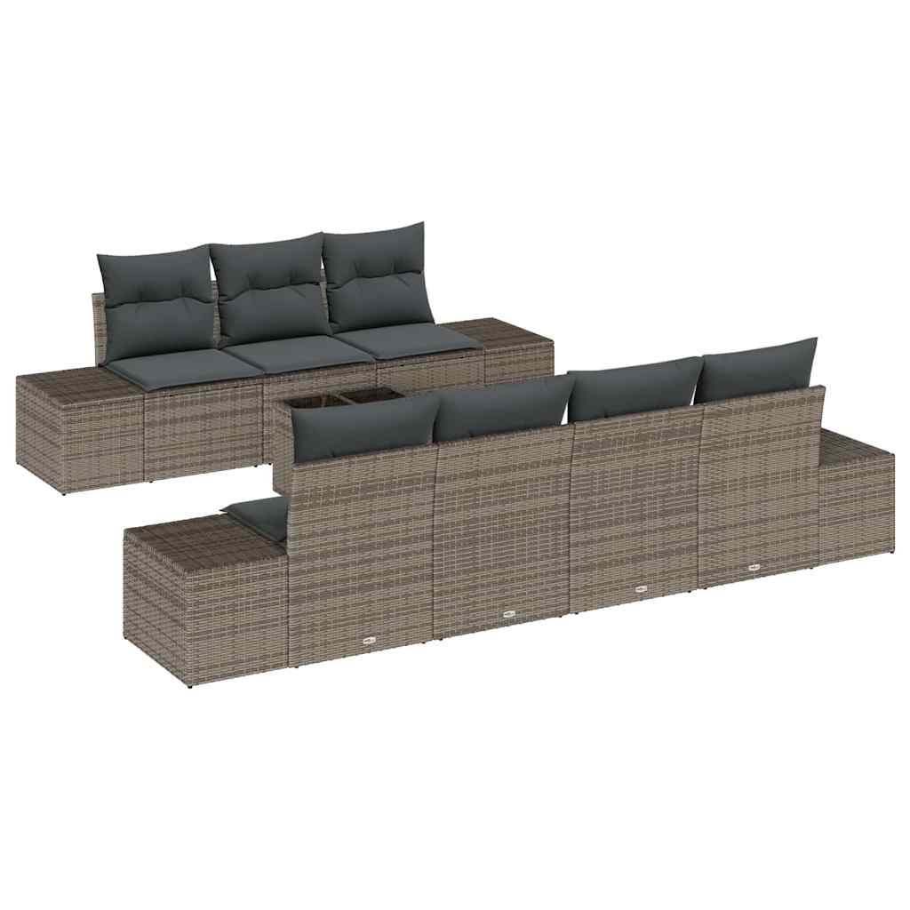 Havesofa Sæt 8 stk. Grå polyrattan