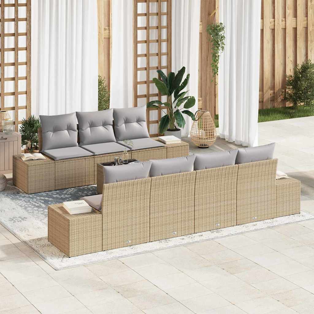 Havesofa Sæt 8 stk. Beige polyrattan