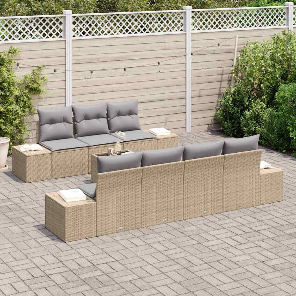 Havesofa Sæt 8 stk. Beige polyrattan