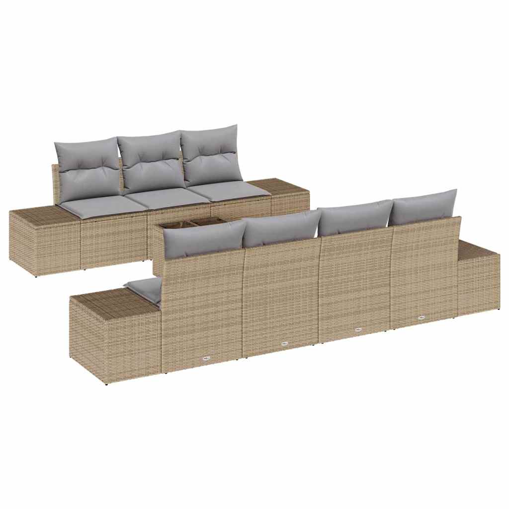 Havesofa Sæt 8 stk. Beige polyrattan