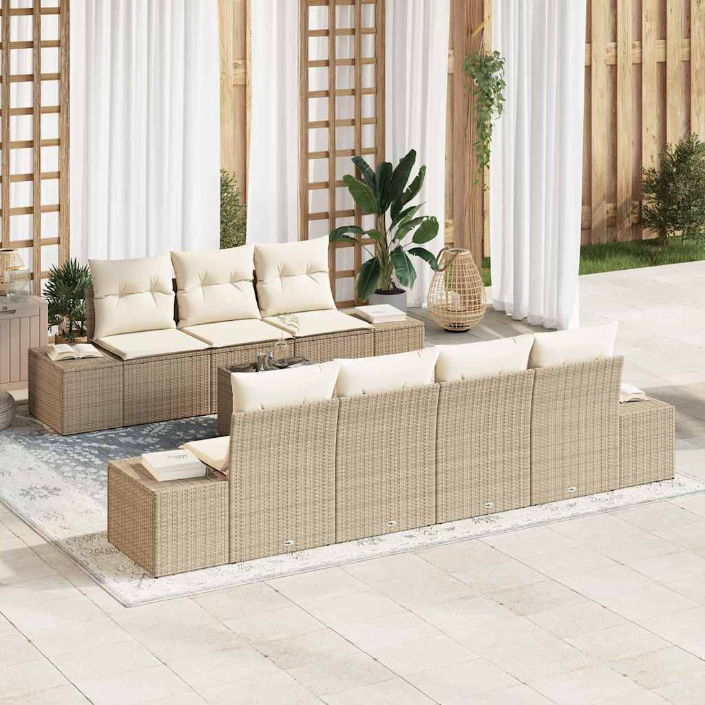 Havesofa Sæt 8 stk. Beige polyrattan