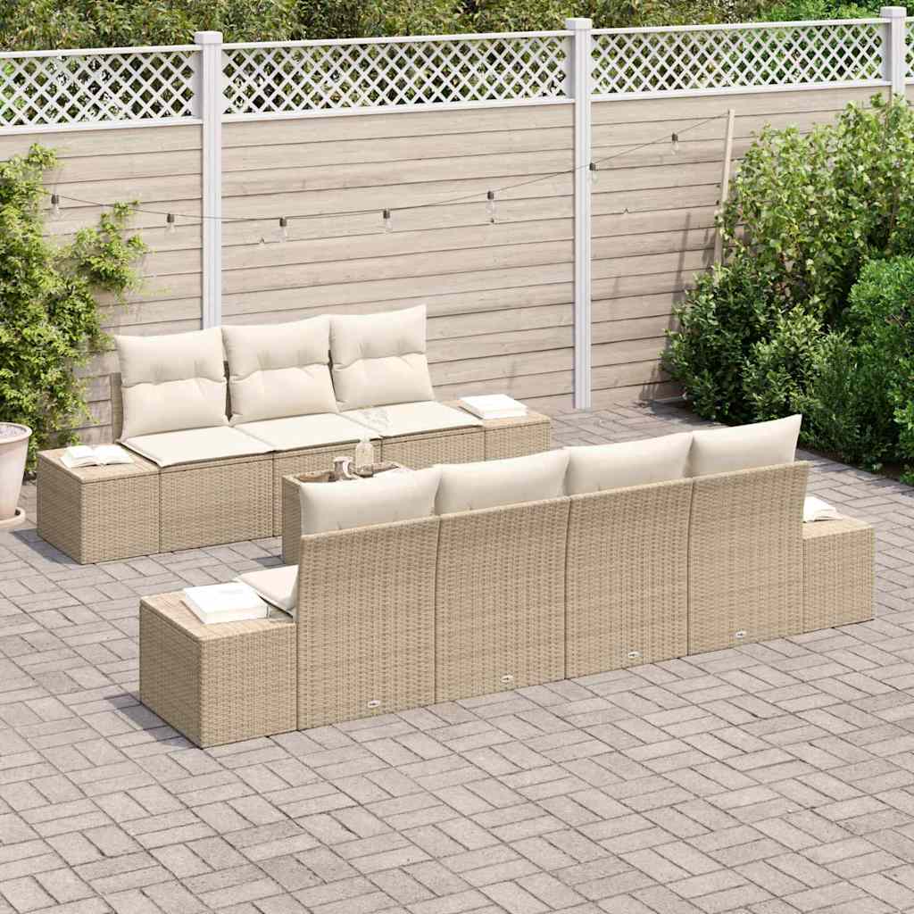 Havesofa Sæt 8 stk. Beige polyrattan