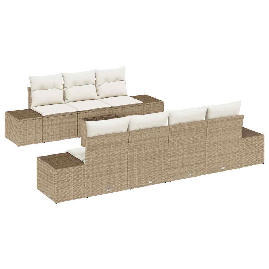 Havesofa Sæt 8 stk. Beige polyrattan