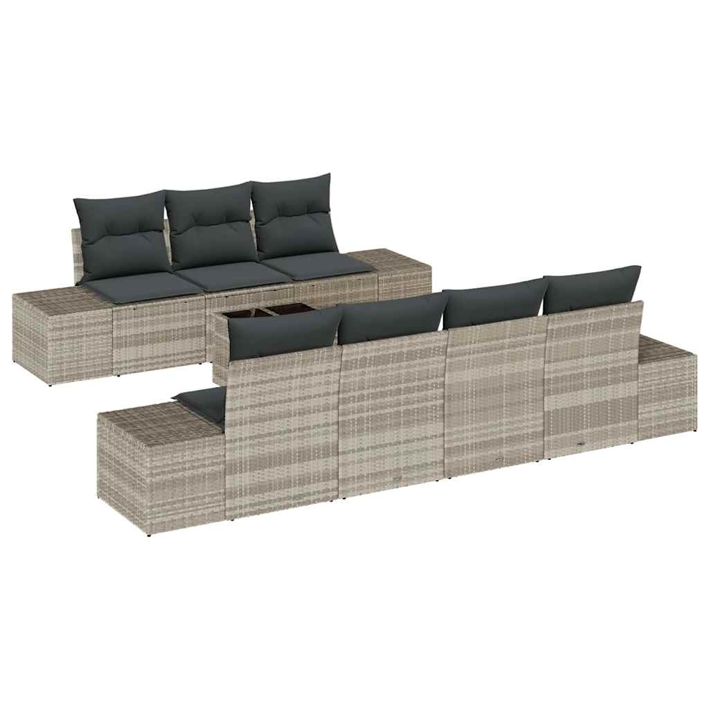 Havesofa Sæt 8 stk. Lysegrå polyrattan