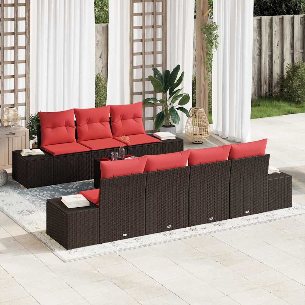 Havesofa Sæt 8 stk. Brun polyrattan