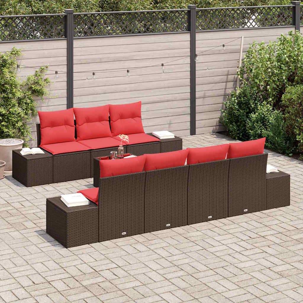 Havesofa Sæt 8 stk. Brun polyrattan