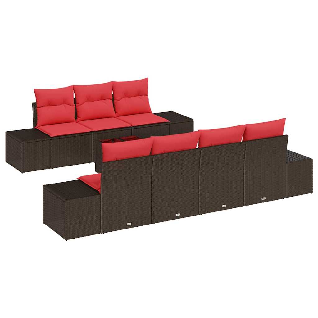 Havesofa Sæt 8 stk. Brun polyrattan