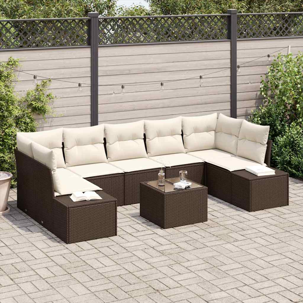 Havesofa Sæt 8 stk. Brun polyrattan