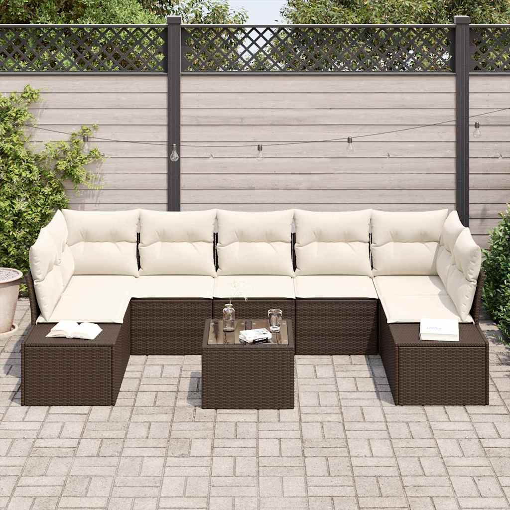 Havesofa Sæt 8 stk. Brun polyrattan