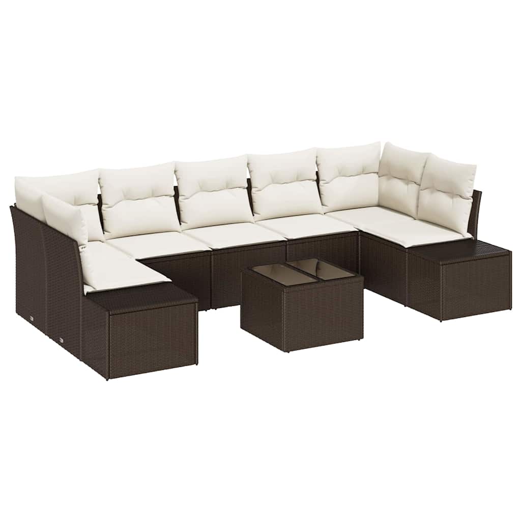 Havesofa Sæt 8 stk. Brun polyrattan