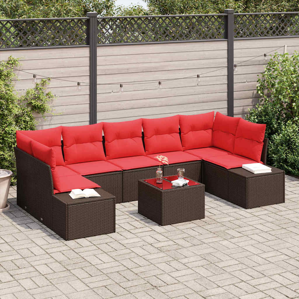 Havesofa Sæt 8 stk. Brun polyrattan