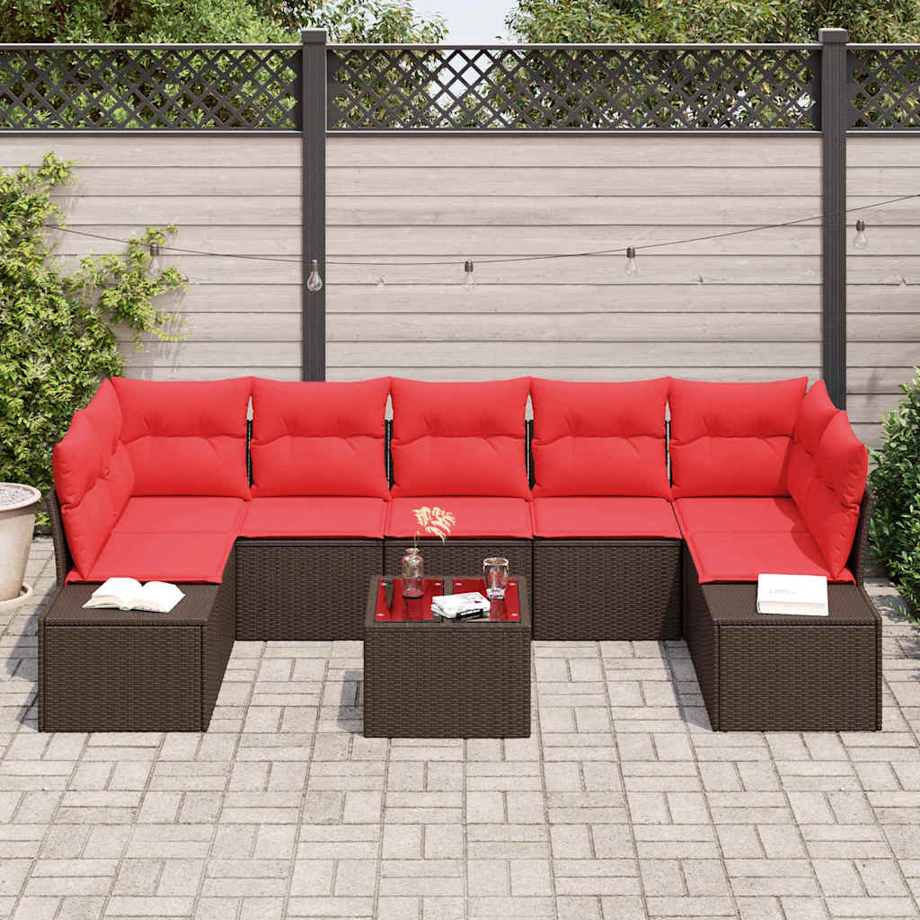 Havesofa Sæt 8 stk. Brun polyrattan