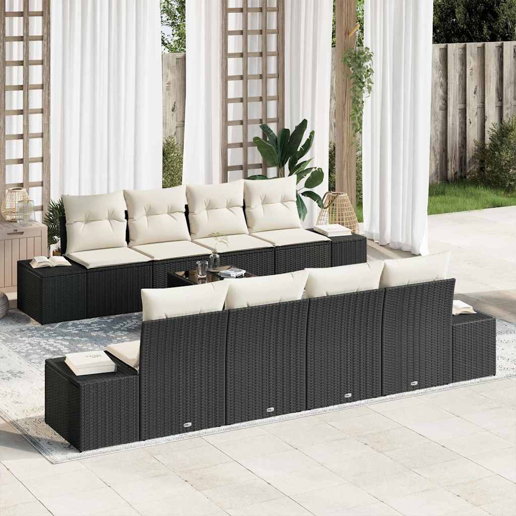 Havesofa Sæt 7 stk. Sort og Cream polyrattan