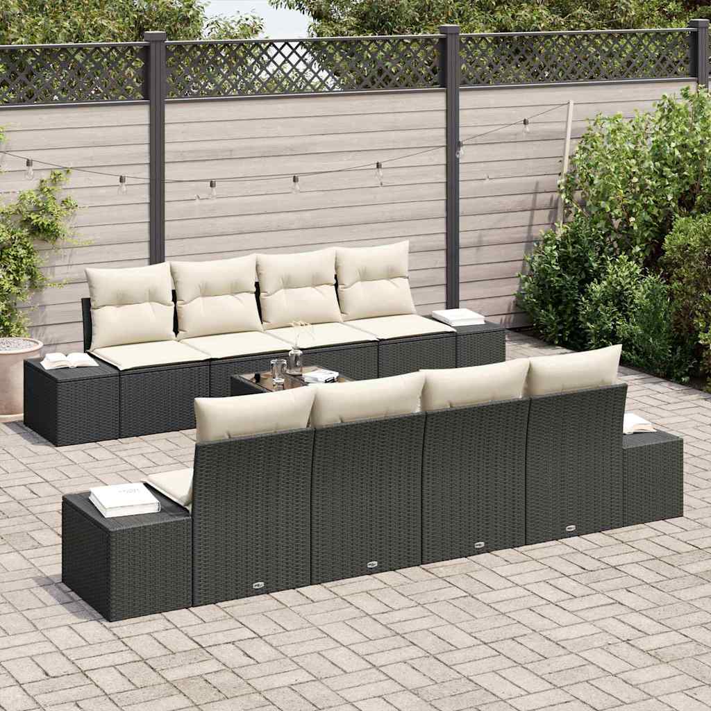 Havesofa Sæt 7 stk. Sort og Cream polyrattan