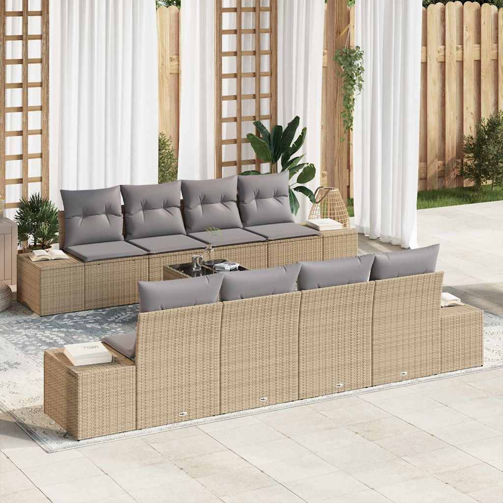 Havesofa Sæt 7 stk. Beige og lys grå polyrattan