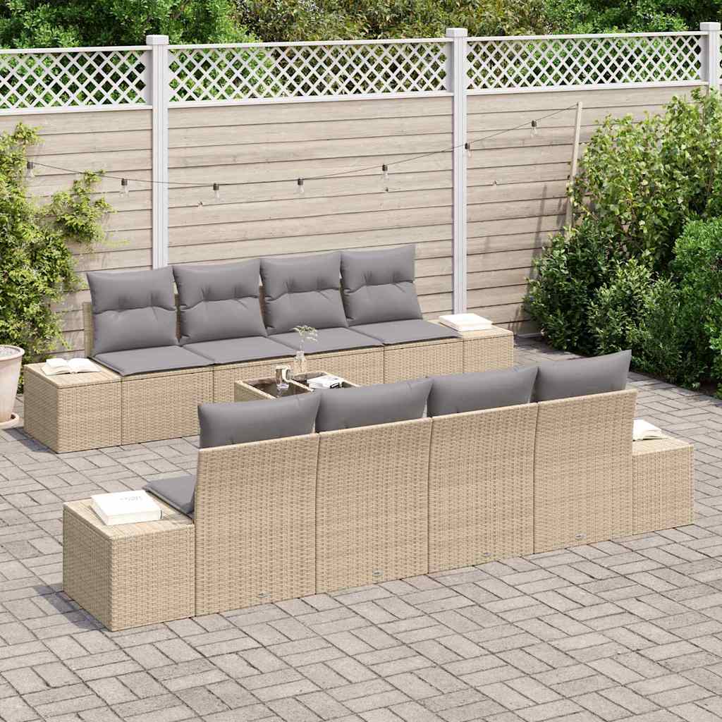 Havesofa Sæt 7 stk. Beige og lys grå polyrattan