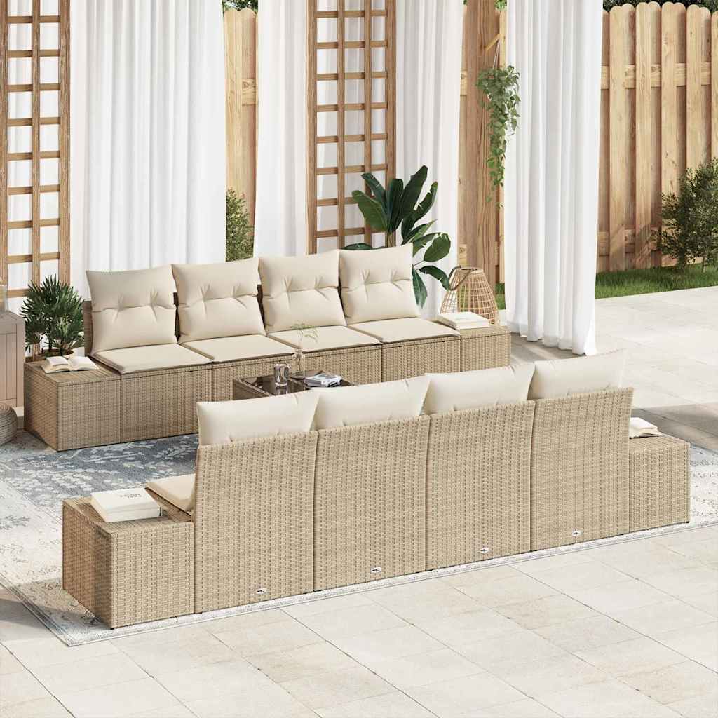 Havesofa Sæt 7 stk. Beige og creme polyrattan