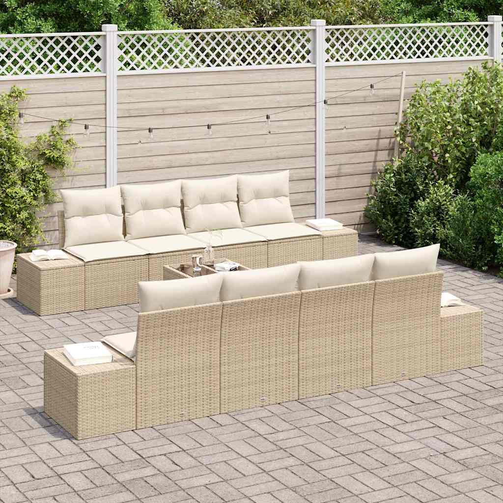 Havesofa Sæt 7 stk. Beige og creme polyrattan
