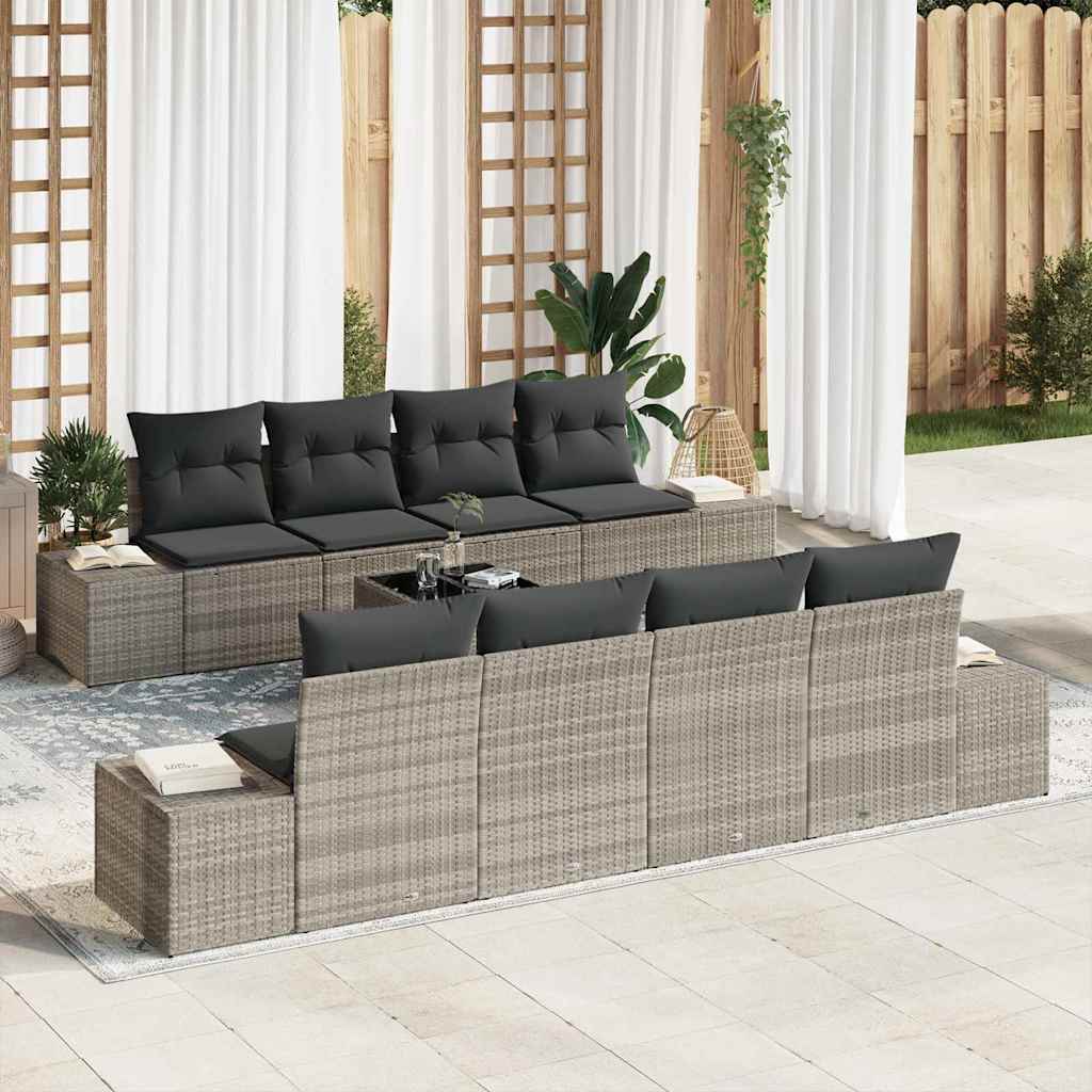 Havesofa Sæt 7 stk. Lysegrå polyrattan
