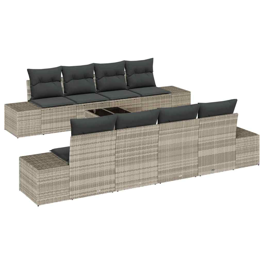 Havesofa Sæt 7 stk. Lysegrå polyrattan