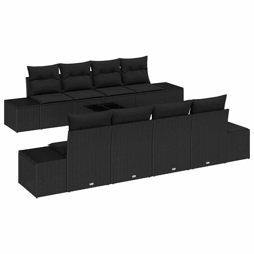 Havesofa Sæt 7 stk. Sort polyrattan