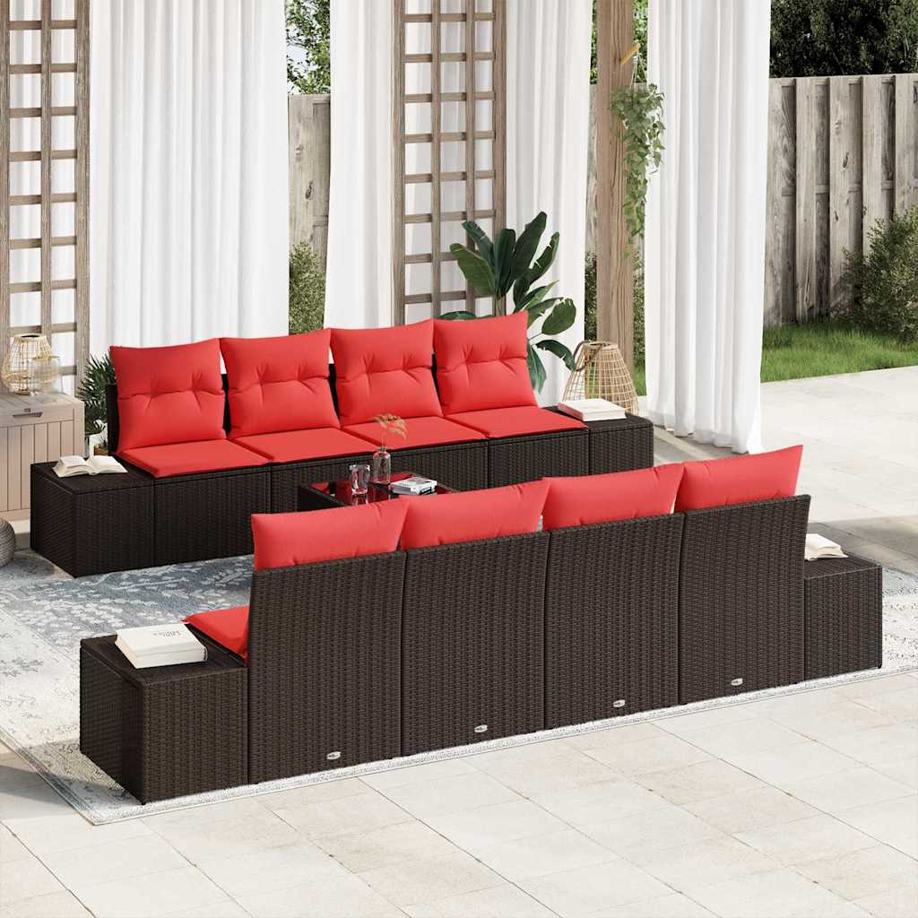 Havesofa Sæt 9 stk. Brun polyrattan