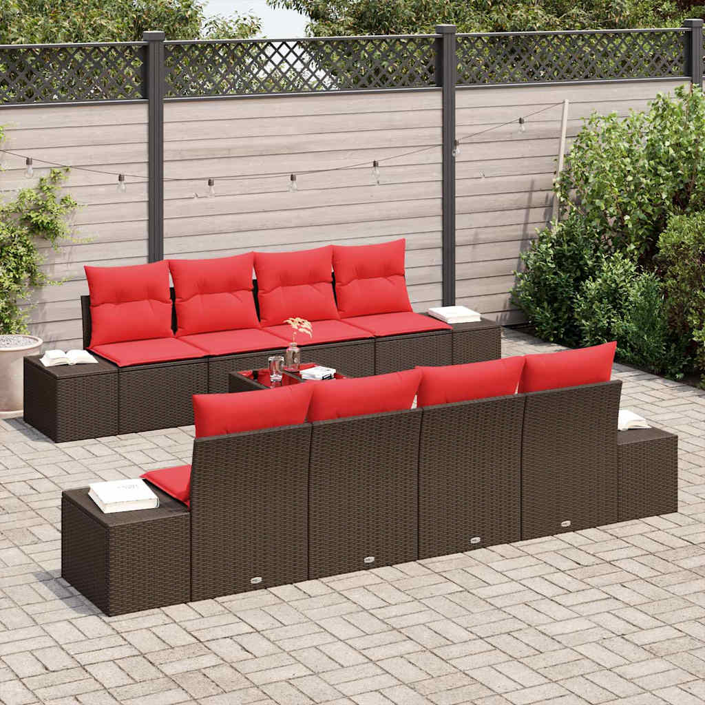Havesofa Sæt 9 stk. Brun polyrattan