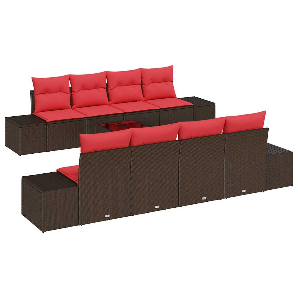 Havesofa Sæt 9 stk. Brun polyrattan