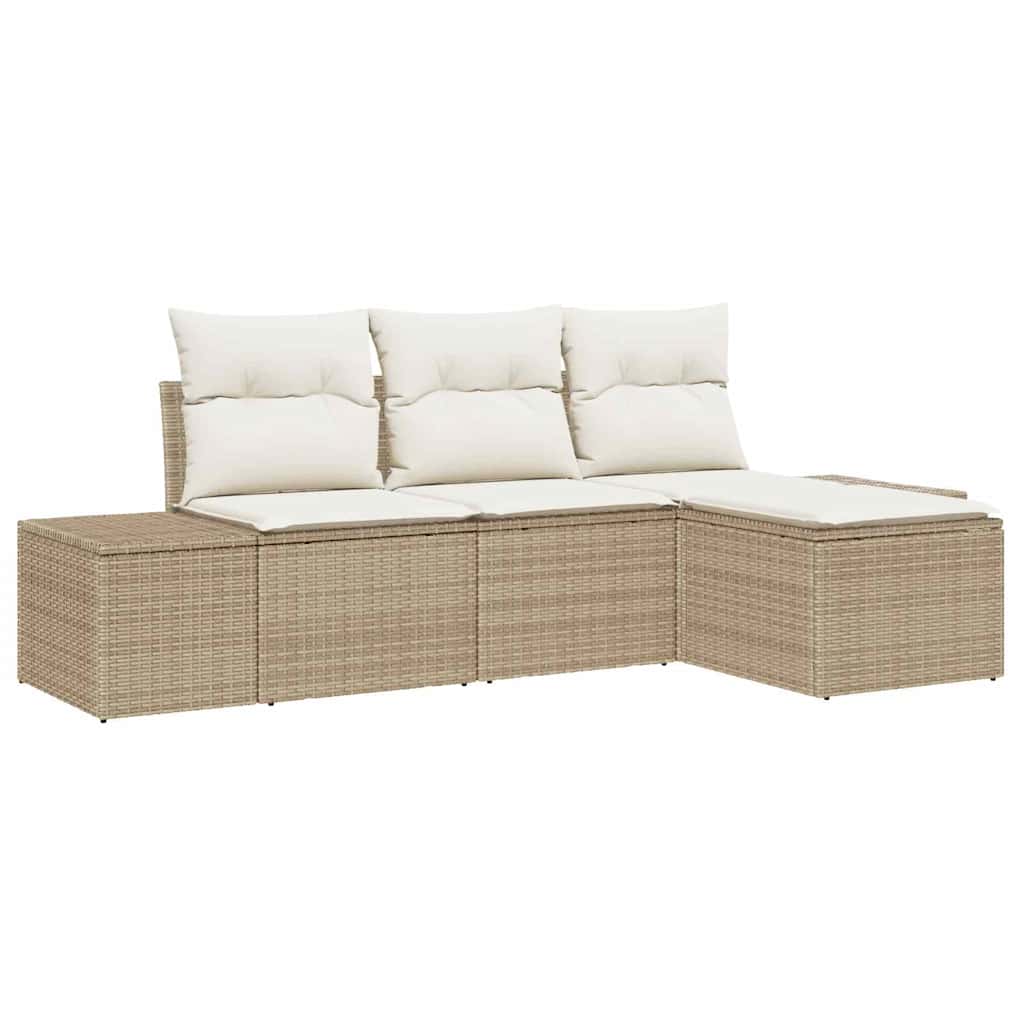 Havesofa Sæt 4 stk. Beige polyrattan