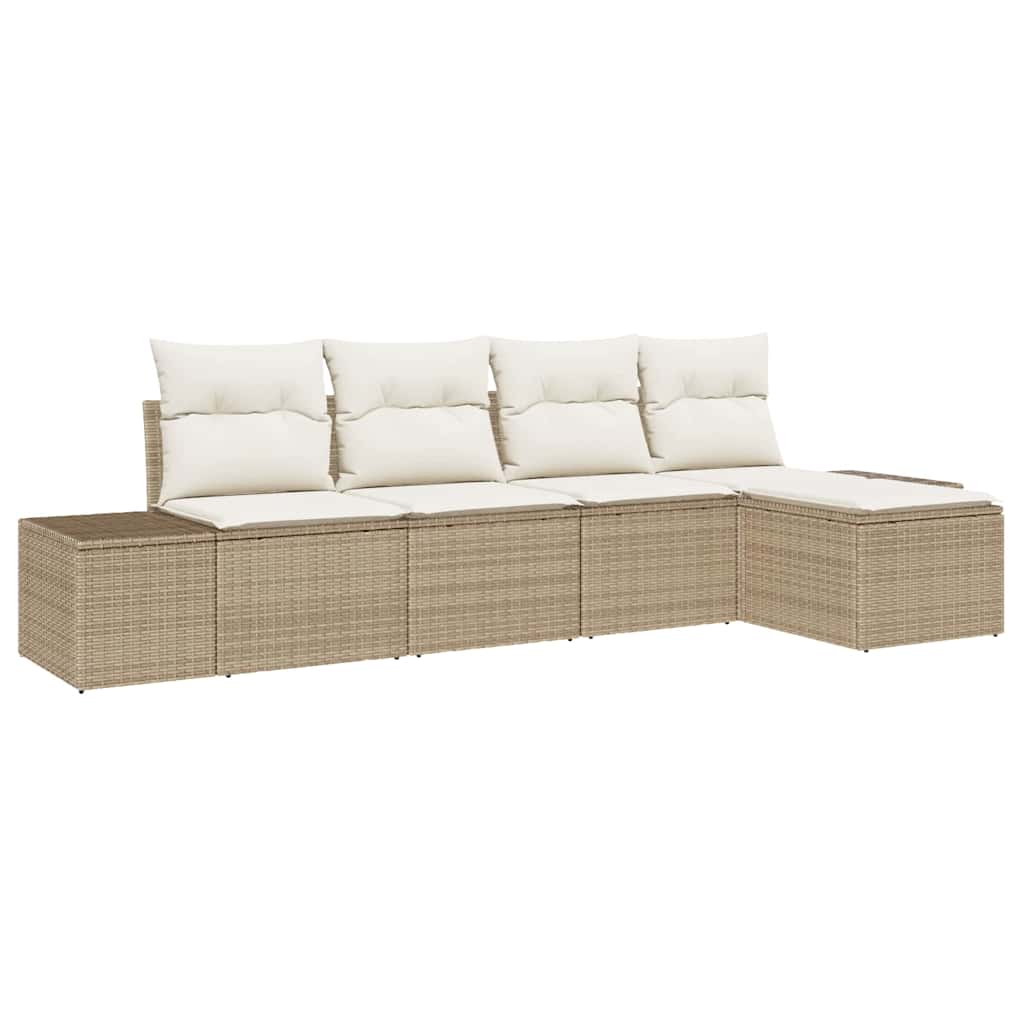 Havesofa Sæt 5 stk. Beige polyrattan