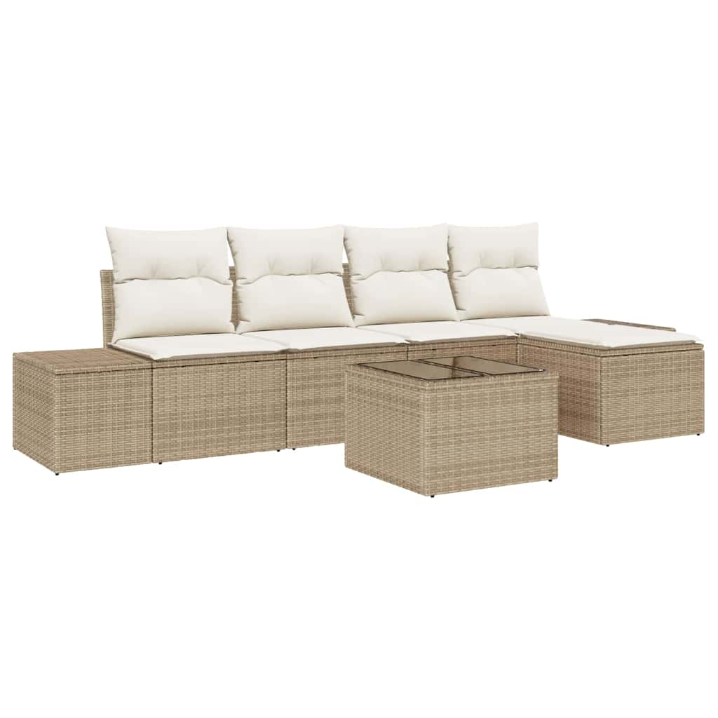 Havesofa Sæt 6 stk. Beige polyrattan