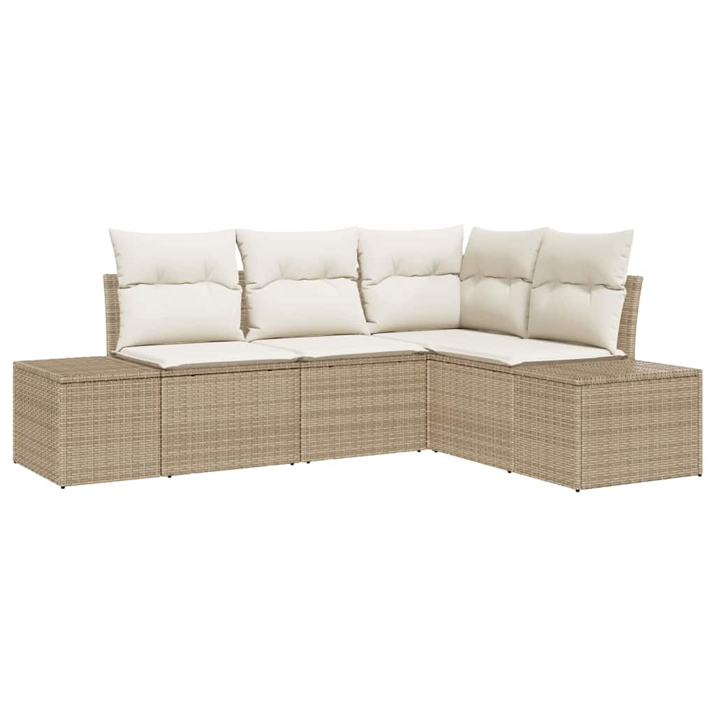 Havesofa Sæt 4 stk. Beige polyrattan