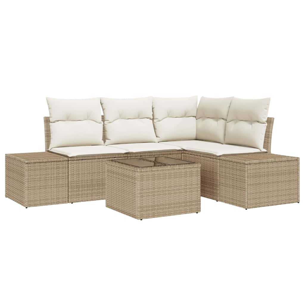 Havesofa Sæt 5 stk. Beige polyrattan