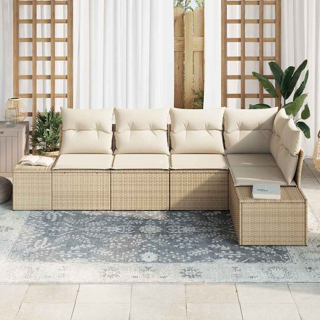 Havesofa Sæt 5 stk. Beige polyrattan