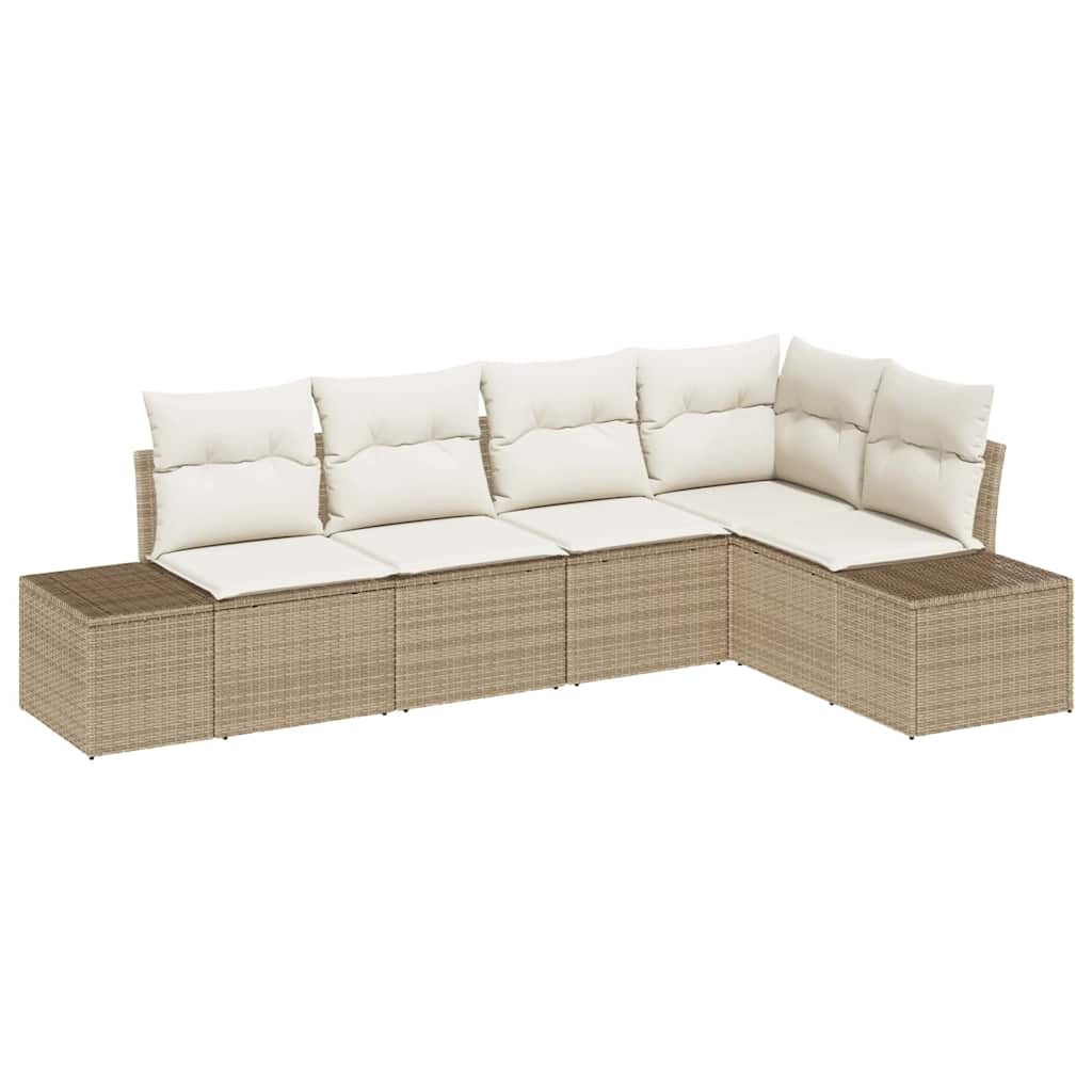 Havesofa Sæt 5 stk. Beige polyrattan