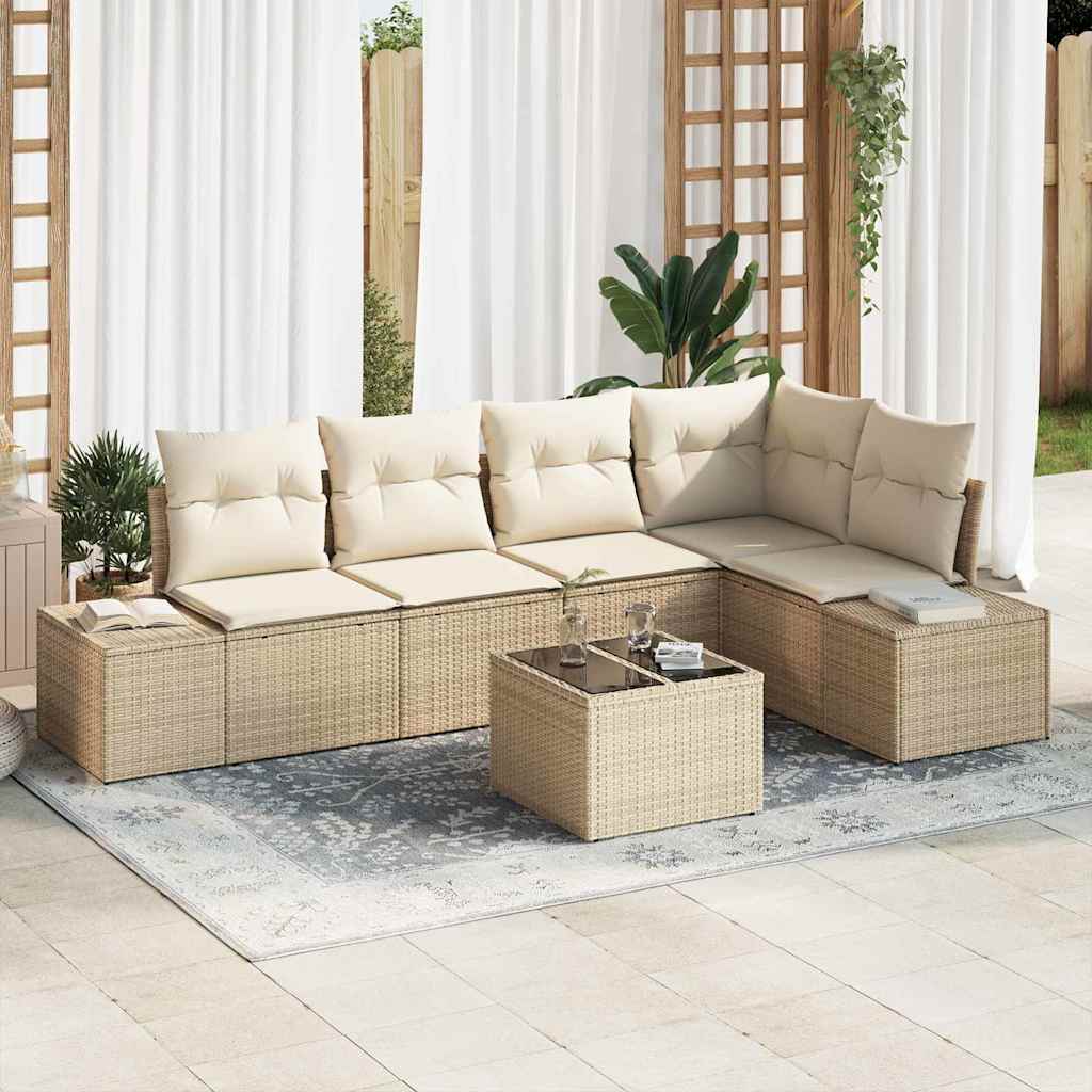Havesofa Sæt 6 stk. Beige polyrattan