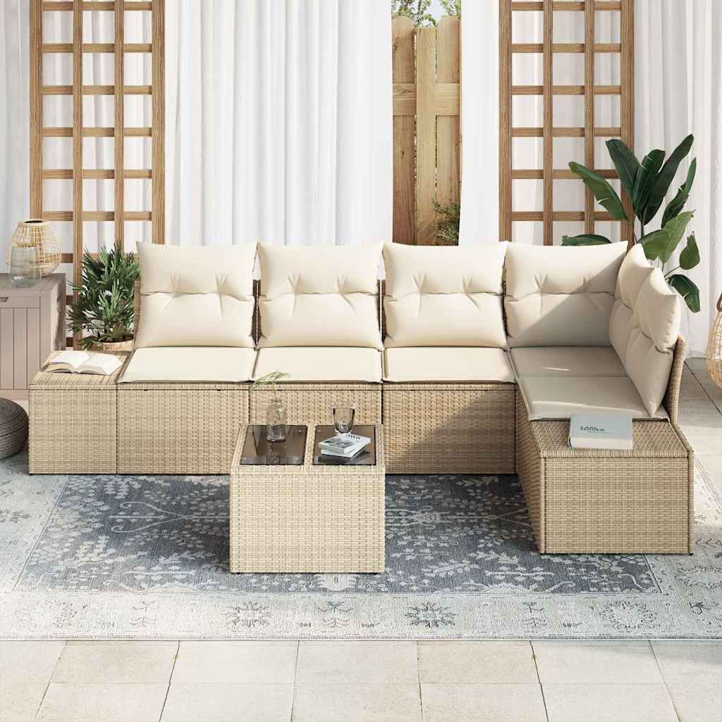 Havesofa Sæt 6 stk. Beige polyrattan