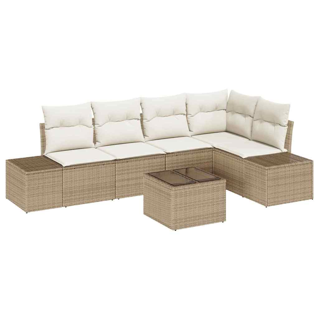 Havesofa Sæt 6 stk. Beige polyrattan