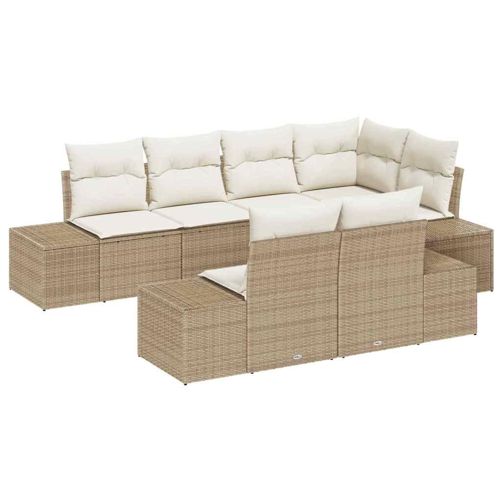 Havesofa Sæt 7 stk. Beige og creme polyrattan