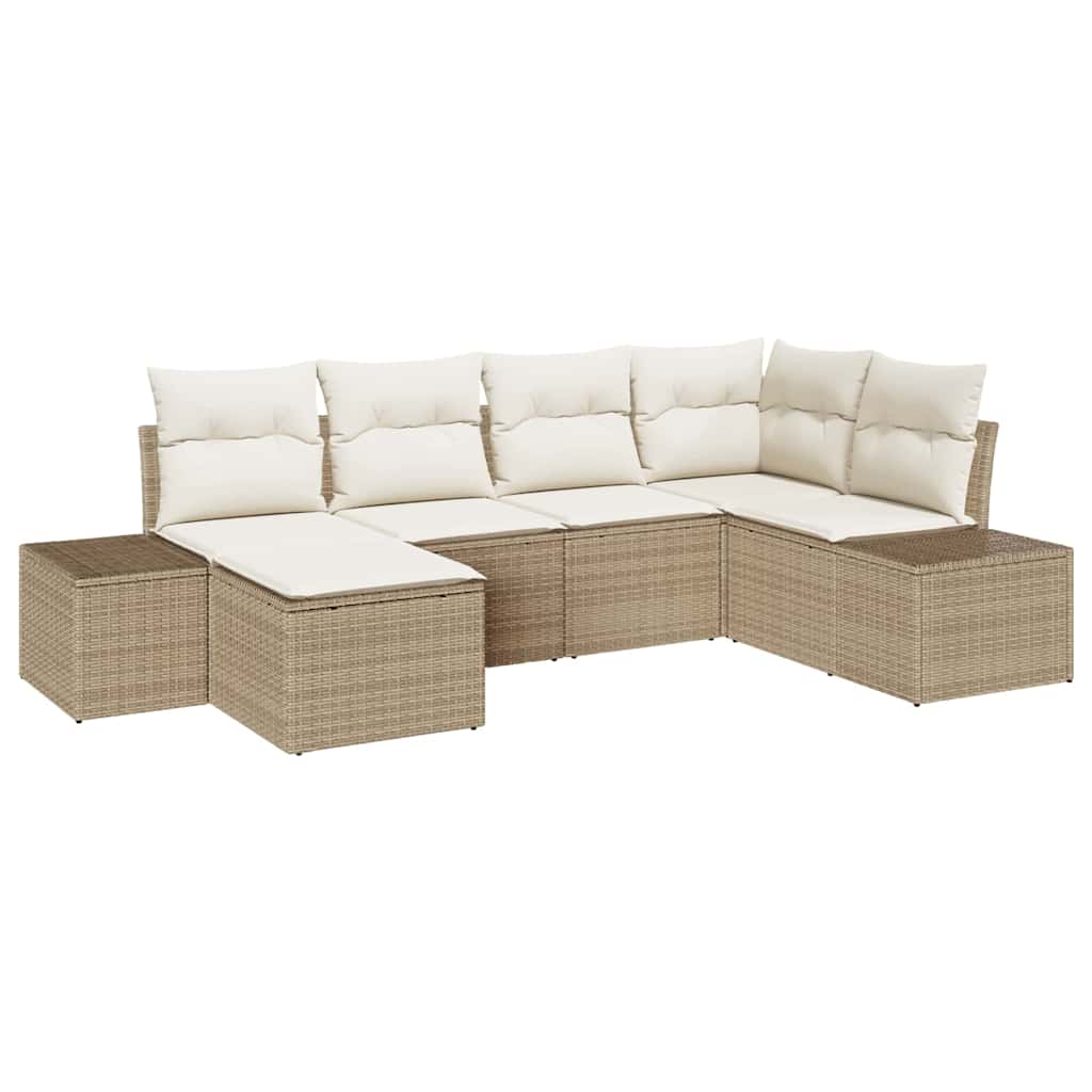 Havesofa Sæt 6 stk. Beige og creme polyrattan