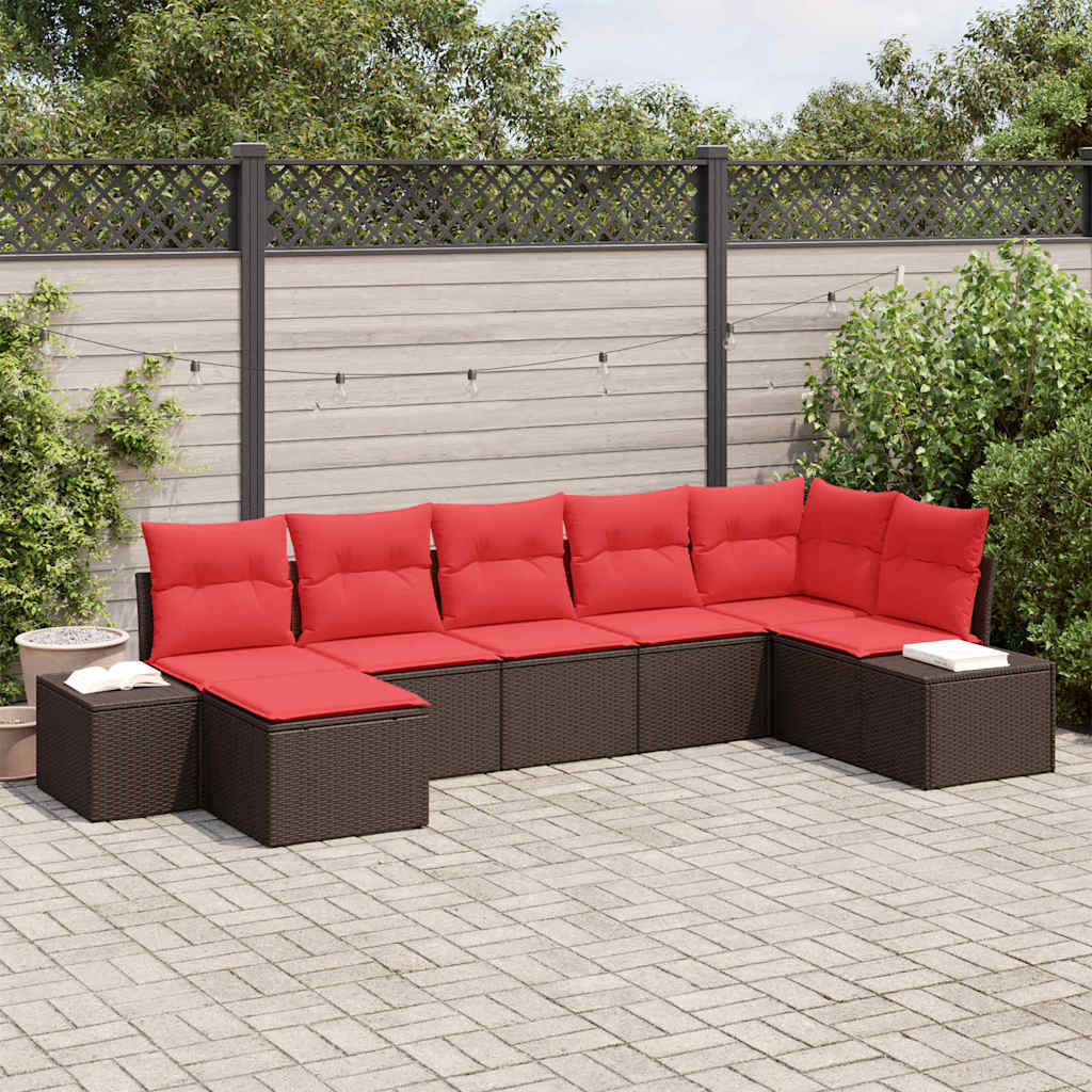 Havesofa Sæt 7 stk. Brun polyrattan